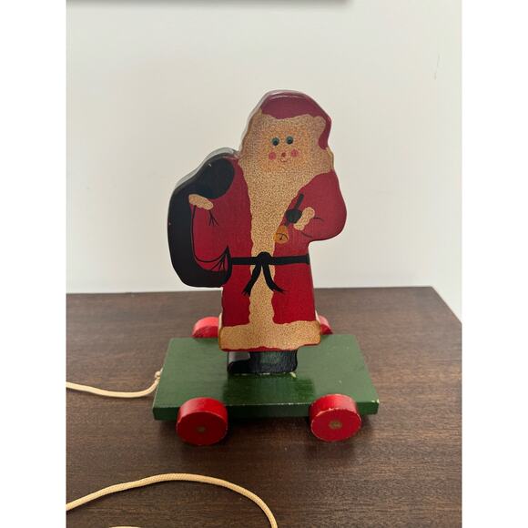 Vintage Santa Claus Pull Toy Wooden Christmas Nostalgic St. Nick - Picture 2 of 15